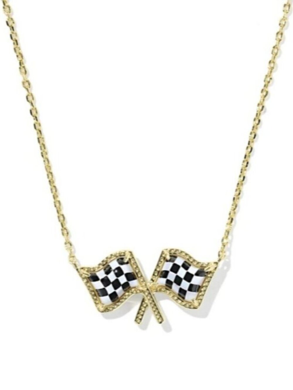 💞💞💖 Kendra Scott x Checkered Flag Gold Short Pendant Necklace